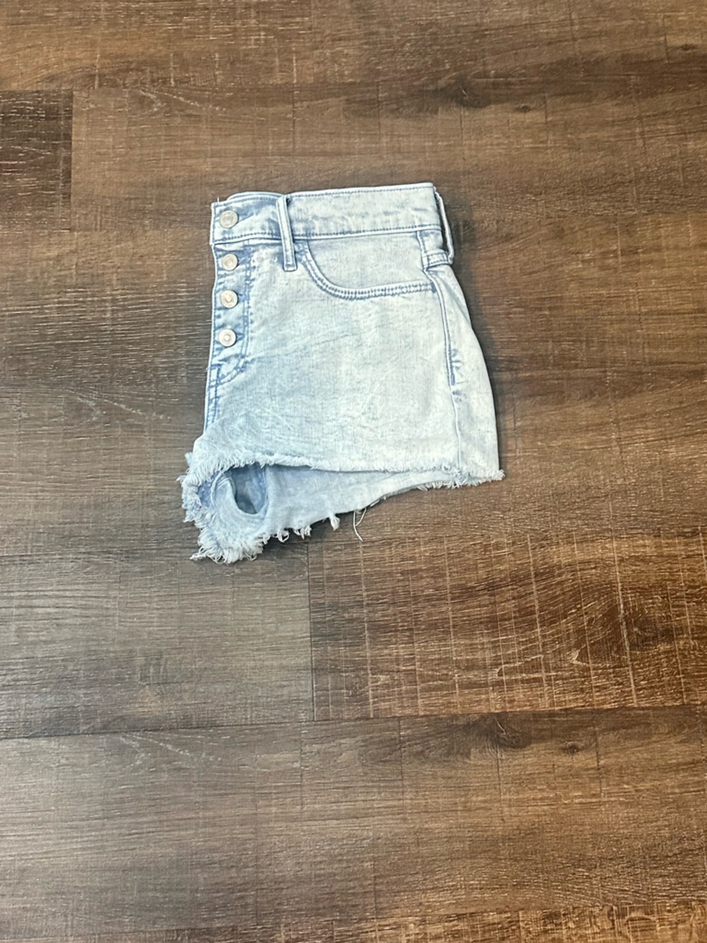 Abercrombie & Fitch Light Wash Button Front Denim High Waist Shorts Size 10 - Picture 3 of 5